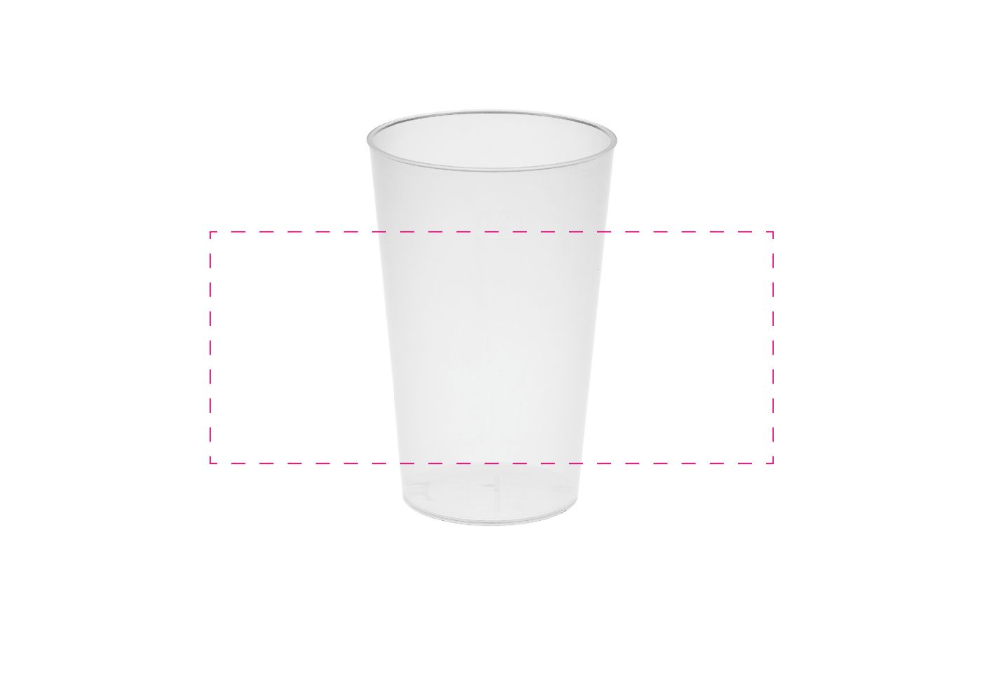 Standskizze: Druckposition „rundum (max. 170×70 mm)“ – Trinkbecher Vital 200 ml – dünnwandig mit Eichstrich