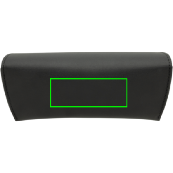Standskizze: Druckverfahren CO2 Gravur auf Position „Hülle Rückseite (max. 80 x 30 mm)“ – XD Collection Miro KI-Audiobrille mit Übersetzungsfunktion und UV400-Gläsern – mit Logo