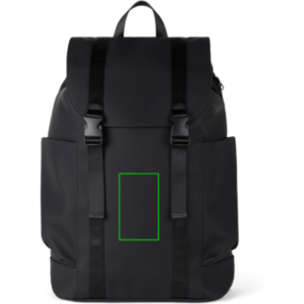 Standskizze: Druckverfahren Siebdruck Transfer auf Position „Artikel Vorderseite (max. 60 x 100 mm)“ – VINGA Baltimore 2.0 RCS Laptop-Rucksack 15 l aus recyceltem Polyester