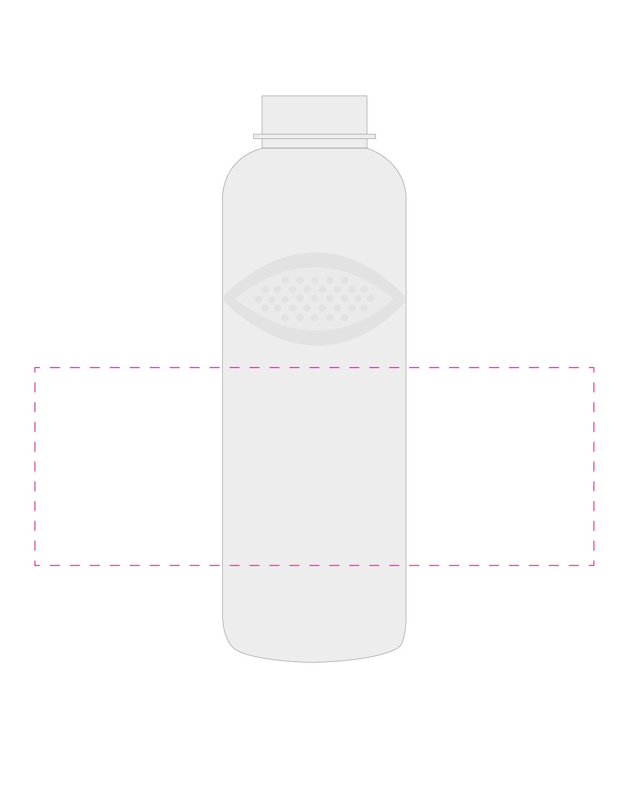 Standskizze: Druckposition „rundum, 25mm vom unteren Rand entfernt (max. 240×85 mm)“ – Trinkflasche Carve Junior 1 l – Tritan mit Griffmulden