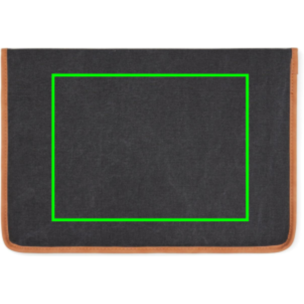 Standskizze: Druckverfahren Digital Transfer auf Position „Artikel Rückseite (max. 200 x 150 mm)“ – VINGA Bosler Laptop-Tasche 16 Zoll aus GRS-recyceltem Canvas