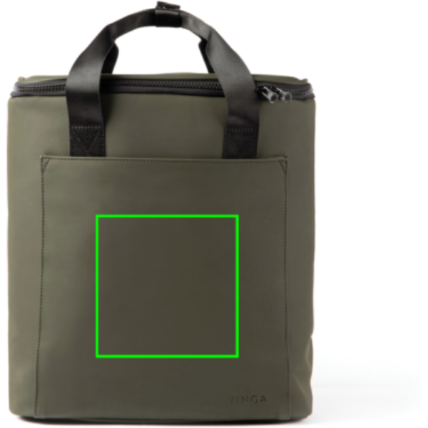 Standskizze: Druckverfahren Siebdruck Transfer auf Position „Artikel Vorderseite“ – VINGA Baltimore Trail Kühlrucksack — isoliert, mit Logo veredelbar