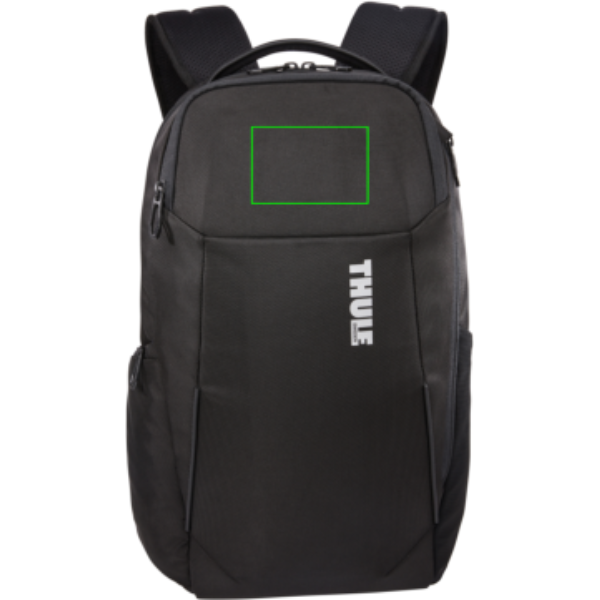 Standskizze: Druckverfahren Siebdruck Transfer auf Position „Artikel Vorderseite oben (max. 90 x 60 mm)“ – Thule Accent Laptop-Rucksack 23 L aus recyceltem PET mit Logo