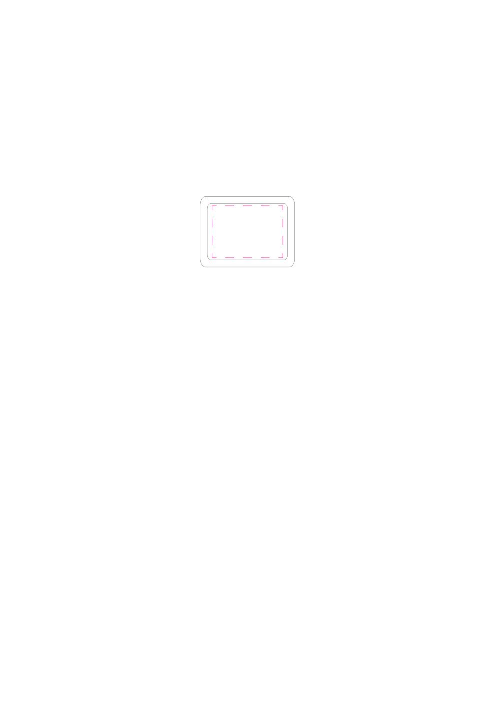 Standskizze: Druckposition „mittig (max. 30×22 mm)“ – Radiergummi Rechteck – Kunststoff 39 × 29 mm, bedruckbar