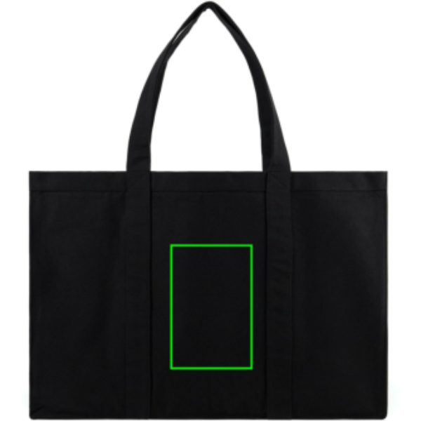 Standskizze: Druckverfahren Siebdruck Transfer auf Position „Artikel Vorderseite“ – VINGA Hilo AWARE Maxi-Tote aus recyceltem Canvas (400 g/m²) – mit Logo veredelbar