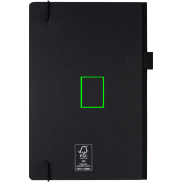 Standskizze: Druckverfahren Tampondruck auf Position „Artikel Rückseite Mitte“ – XD Collection A5 Deluxe Hardcover Notizbuch, bedruckbar mit Logo