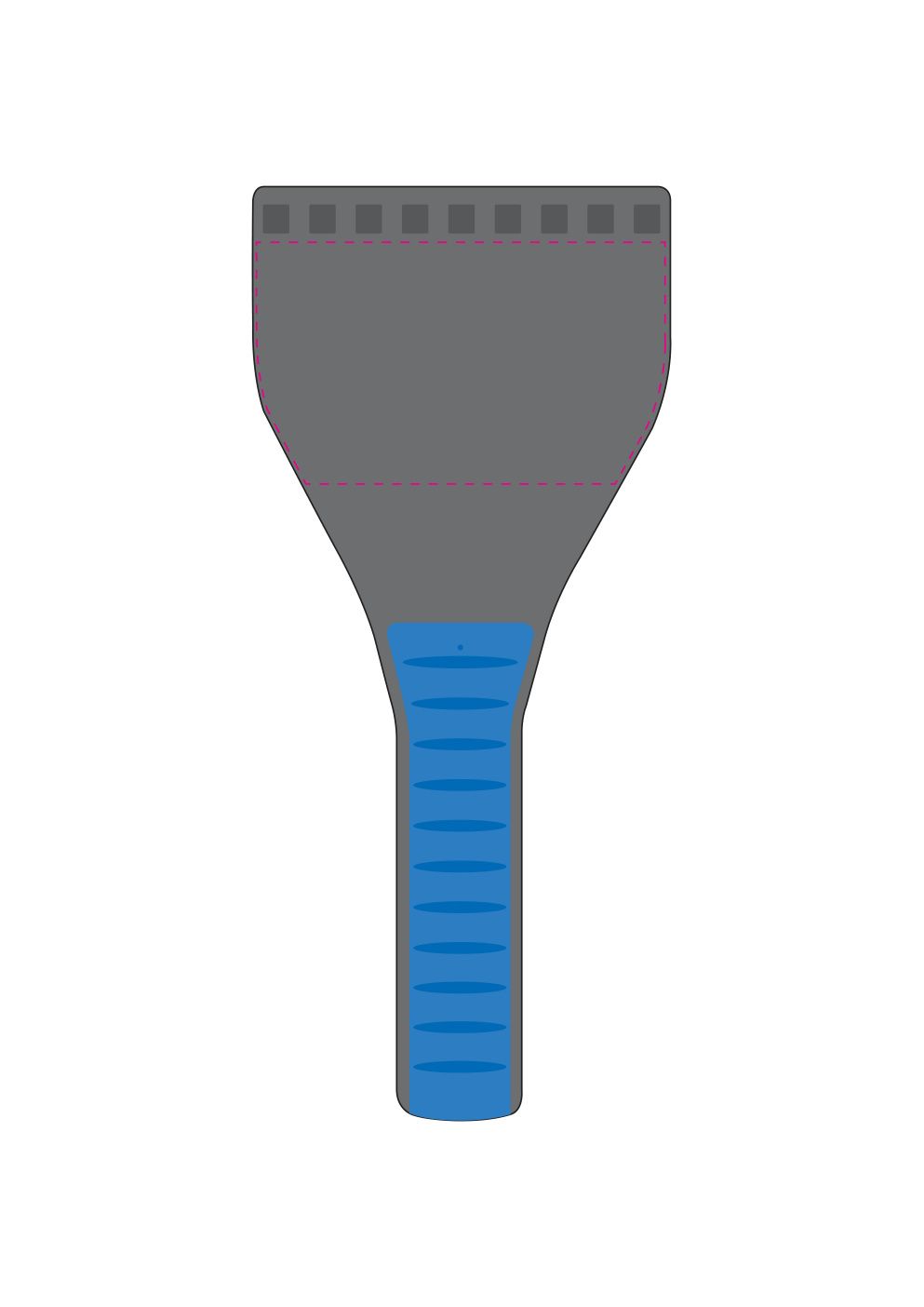Standskizze: Druckposition „mittig (max. 93×55 mm)“ – Eiskratzer TopGrip Clean Vision – ergonomisch mit Anti-Rutsch-Griff