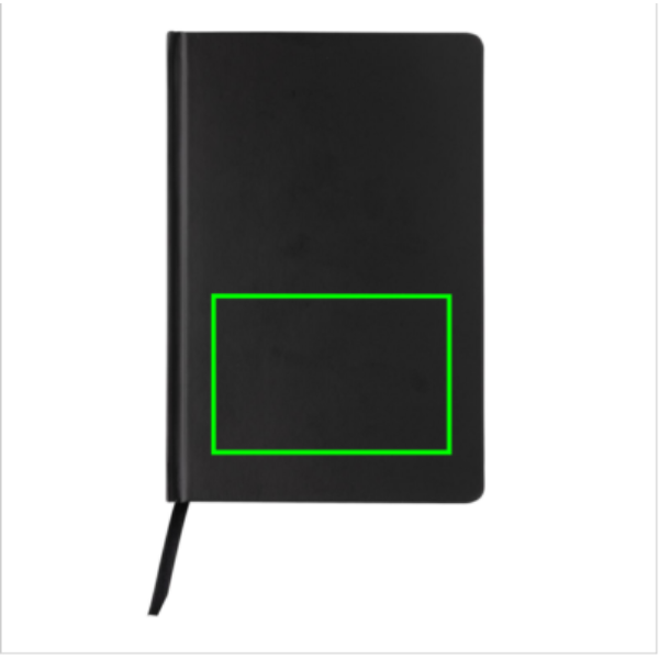 Standskizze: Druckverfahren Heißprägung auf Position „Artikel Vorderseite unten“ – XD Collection Impact A5 Hardcover-Notizbuch aus Steinpapier