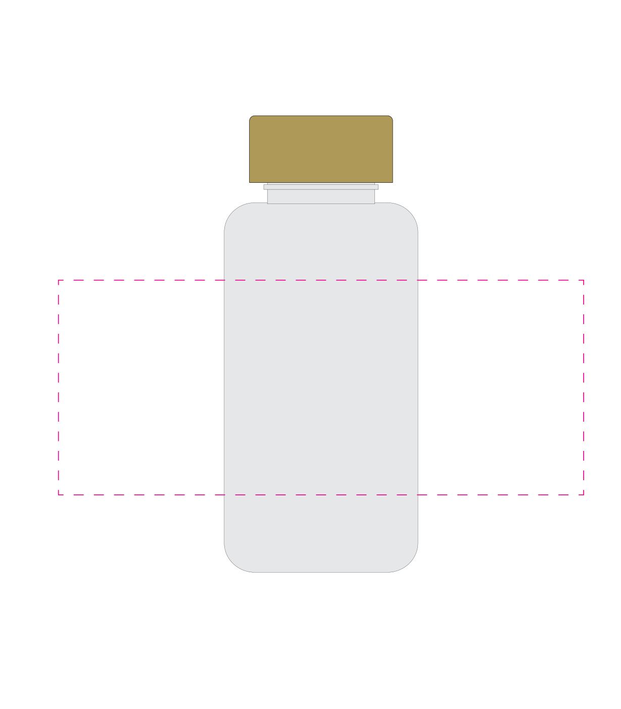 Standskizze: Druckposition „mittig (max. 220×100 mm)“ – Trinkflasche Natural 700 ml – Tritan mit Bambusdeckel und Silikonstrap