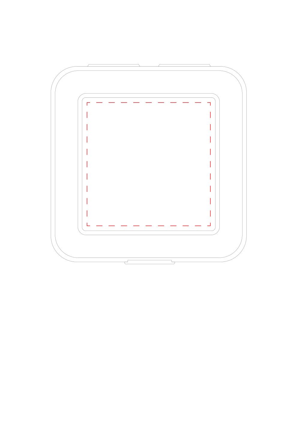 Standskizze: Druckposition „auf Deckel (max. 87×87 mm)“ – Vorratsdose Cube deluxe – Brotzeitbox mit Trennschale, 137 × 143 × 70 mm