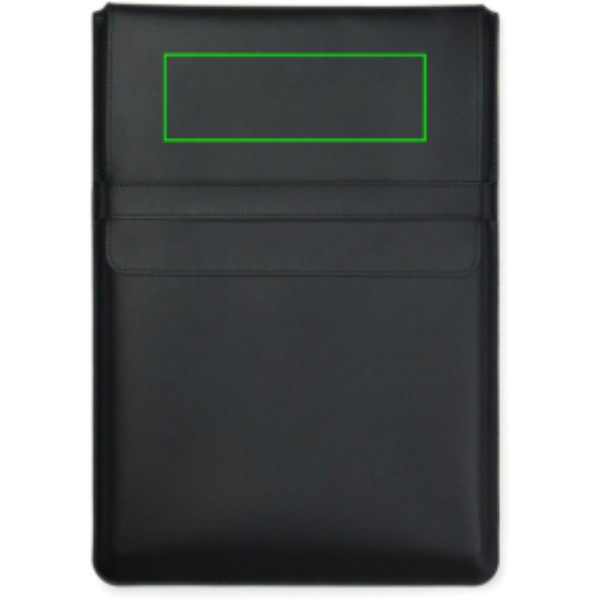 Standskizze: Druckverfahren Siebdruck Transfer auf Position „Artikel Vorderseite oben“ – VINGA Timo 16'' Laptop-Sleeve aus 49% rPET mit Mauspad-Klappe