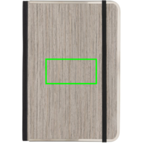 Standskizze: Druckverfahren Tampondruck auf Position „Artikel Vorderseite Mitte“ – XD Collection Treeline A5 Notizbuch mit Holzeinband – mit Logo bedruckbar