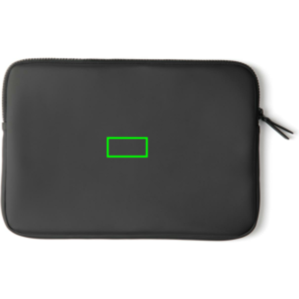 Standskizze: Druckverfahren PU-Etikett Baltimore schwarz auf Position „Artikel Vorderseite“ – VINGA Baltimore Laptoptasche 15 Zoll – wasserabweisend, SMETA-auditiert, bedruckbar