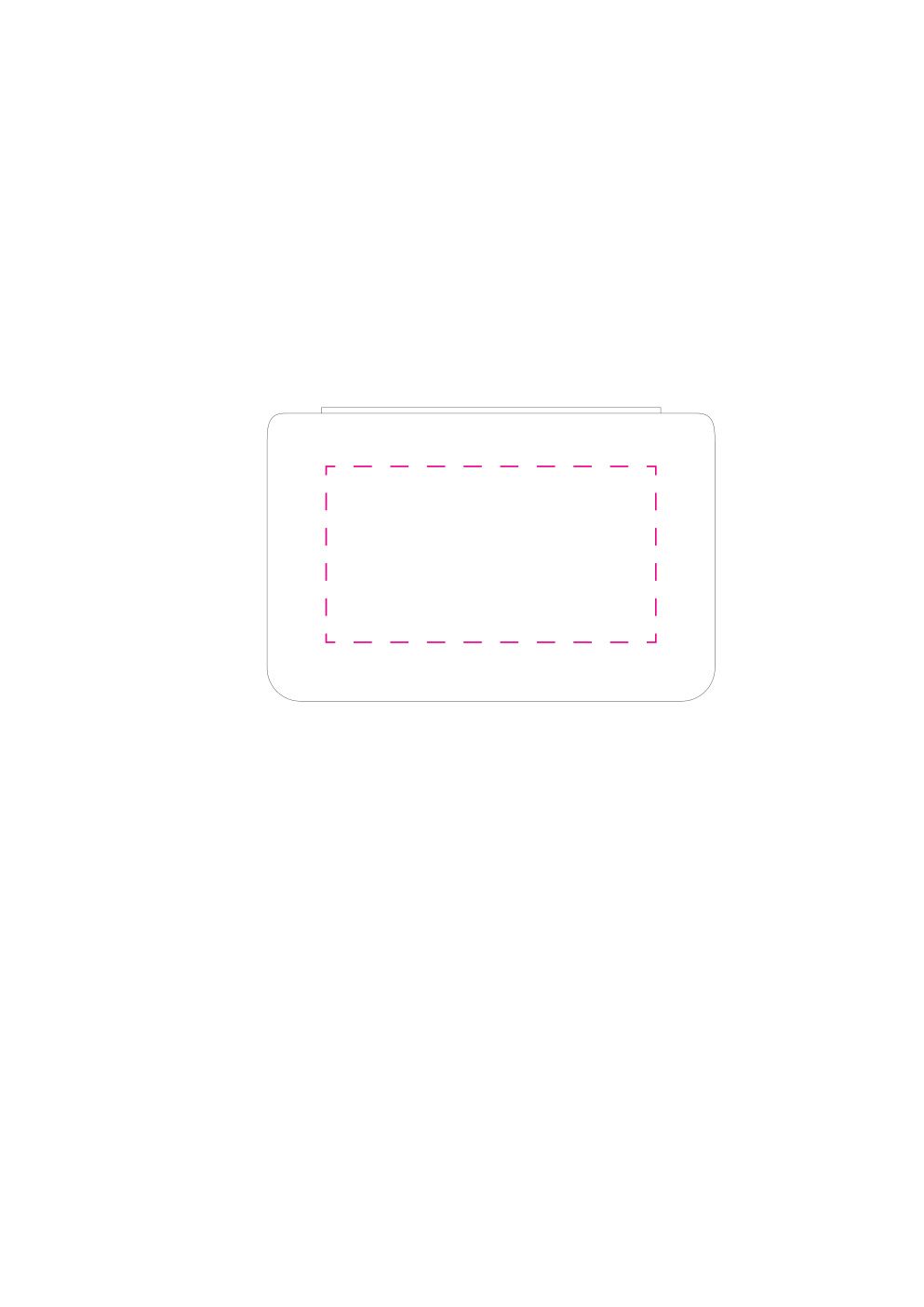 Standskizze: Druckposition „mittig Rückseite (max. 75×40 mm)“ – Universalbox Mini – Kunststoffdose 101 × 67 × 11 mm