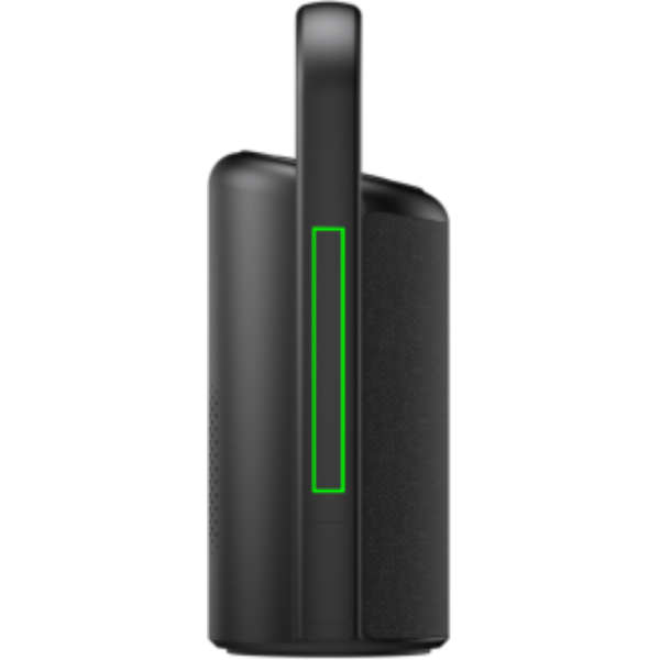 Standskizze: Druckverfahren Tampondruck auf Position „Artikelseite links (max. 10 x 80 mm)“ – Urban Vitamin Newark 10W Lautsprecher mit Wechselakku, recyceltes ABS, bedruckbar
