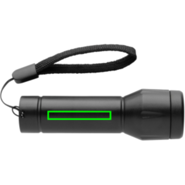 Standskizze: Druckverfahren Tampondruck auf Position „Artikel Rückseite (max. 40 x 6 mm)“ – Flara LED-Taschenlampe USB-C aus recyceltem ABS (XD Collection)
