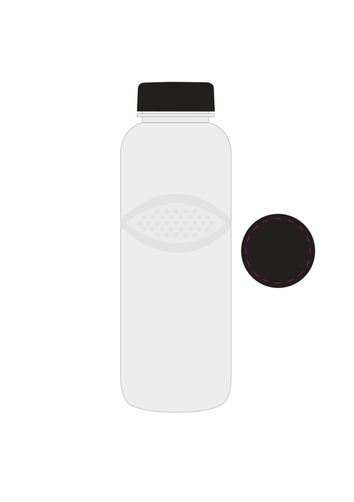 Standskizze: Druckposition „auf Deckel (max. Ø 44 mm)“ – Trinkflasche Carve Refresh 700 ml – Tritan, auslaufsicher