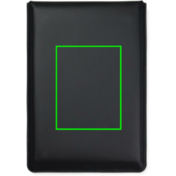 Standskizze: Druckverfahren Siebdruck Transfer auf Position „Artikel Rückseite (max. 180 x 230 mm)“ – VINGA Timo 16'' Laptop-Sleeve aus 49% rPET mit Mauspad-Klappe
