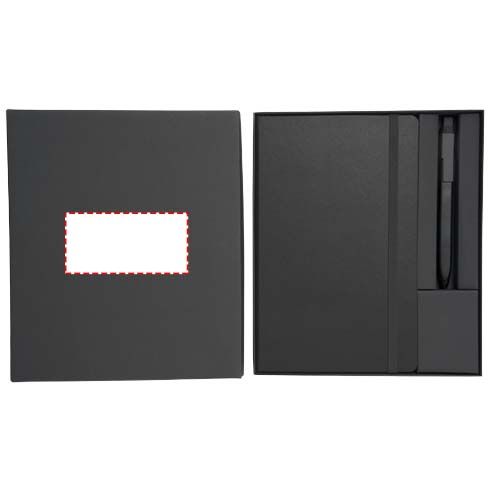 Standskizze: Druckverfahren Digital-Sticker auf Position „Deckel (max. 100 x 50 mm)“ – Moleskine Notizbuch und Stift Set