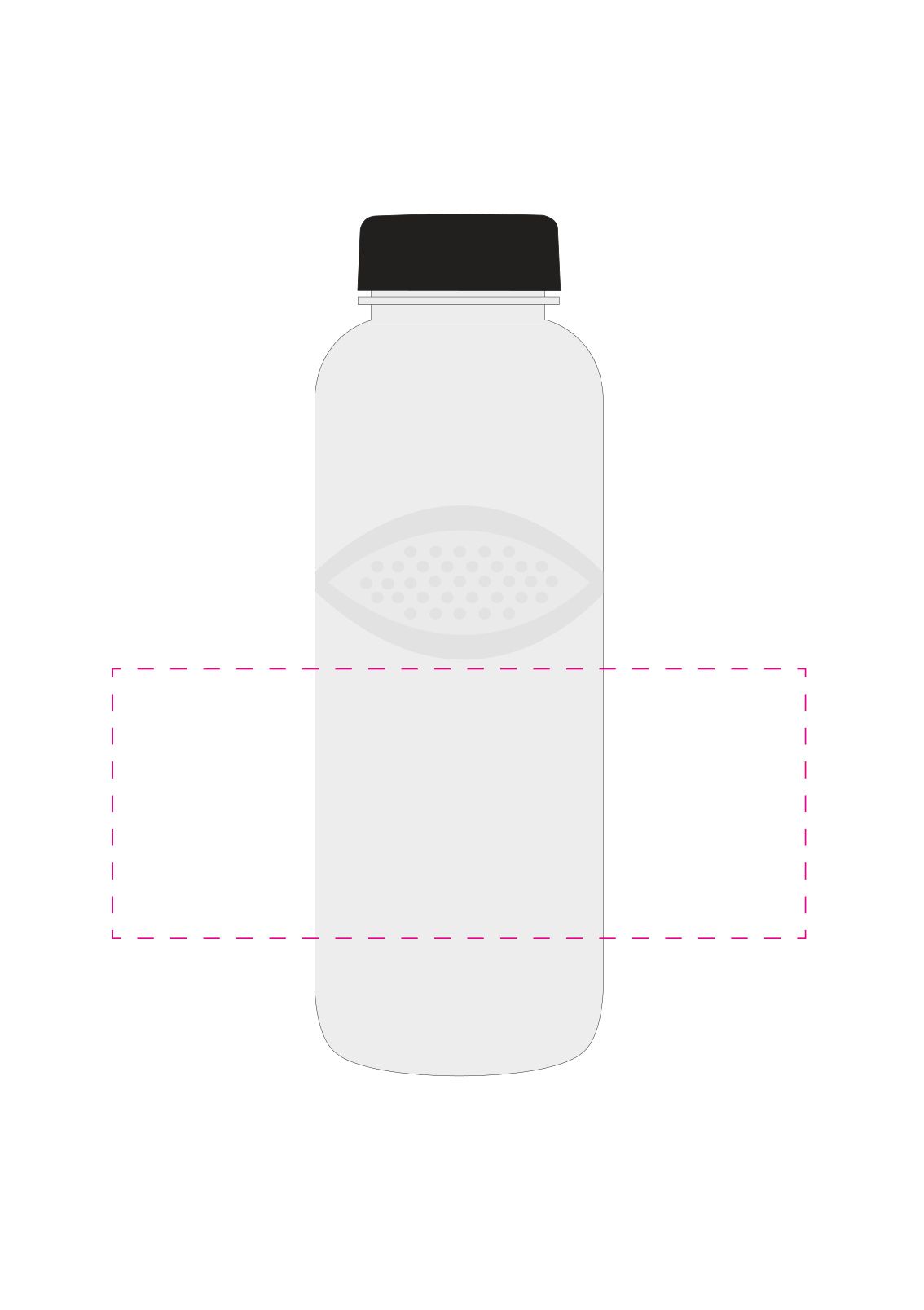 Standskizze: Druckposition „mittig (max. 180×70 mm)“ – Trinkflasche Carve Refresh 700 ml – Tritan, auslaufsicher
