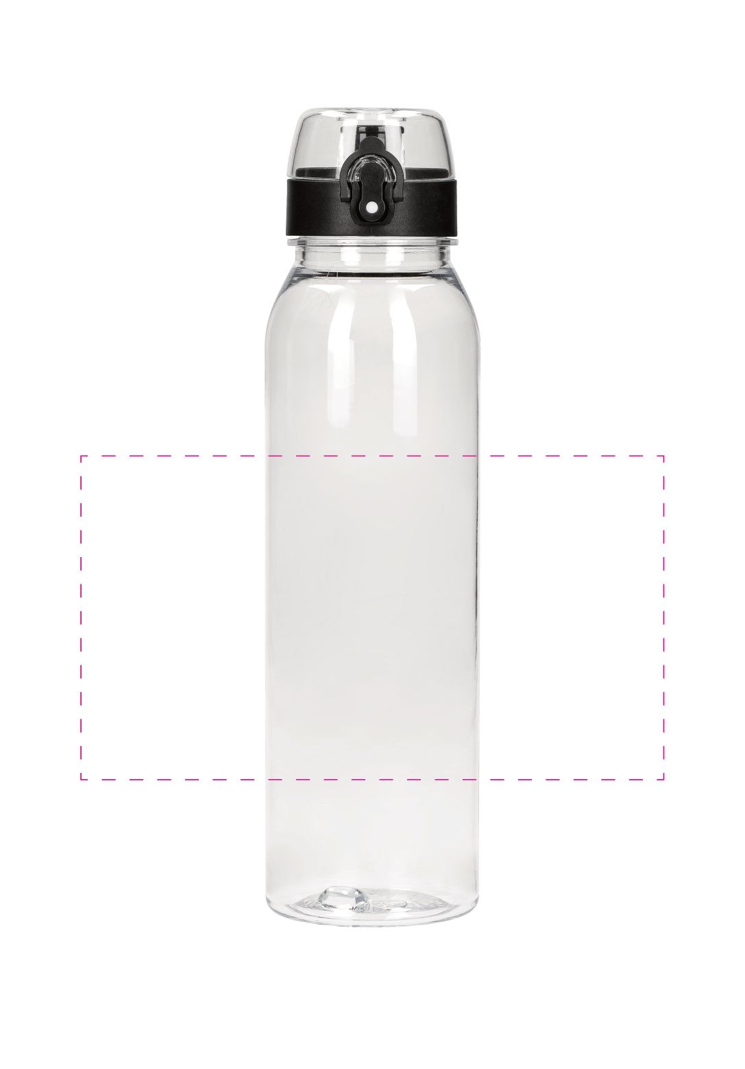 Standskizze: Druckposition „rundum (max. 180×100 mm)“ – Trinkflasche Active Oasis 650 ml – Tritan mit Klappverschluss