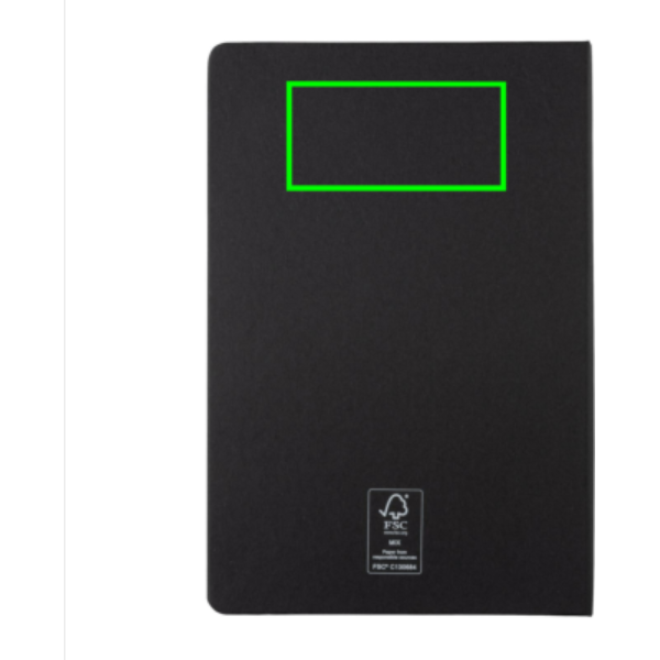 Standskizze: Druckverfahren Tampondruck auf Position „Artikel Rückseite oben“ – XD Collection A5 Hardcover-Notizbuch mit Lesezeichenband – bedruckbar