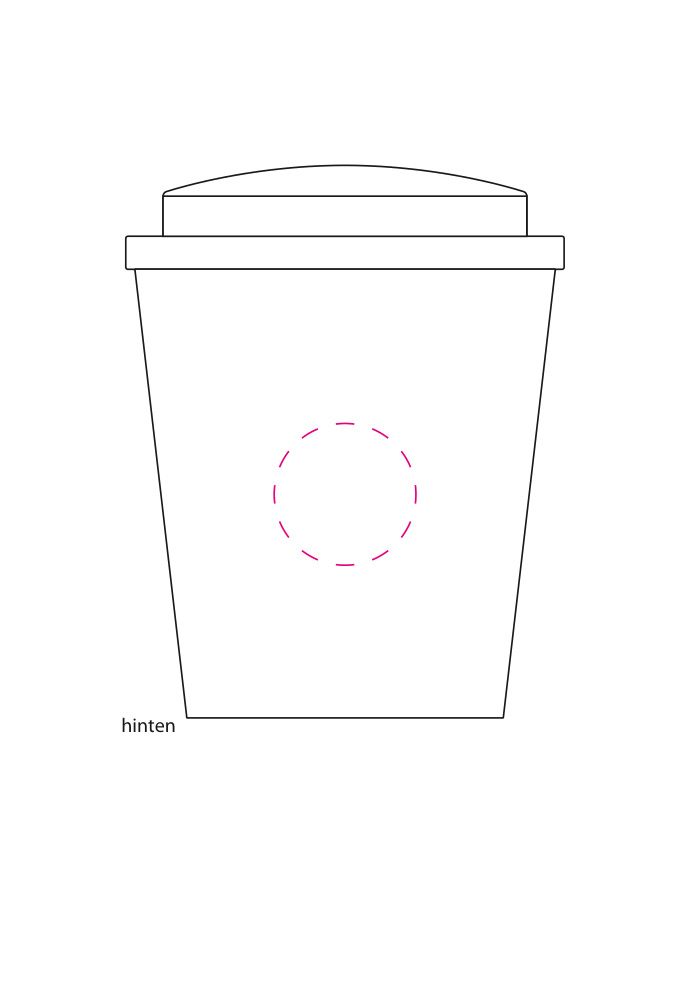 Standskizze: Druckposition „seitlich (max. Ø 30 mm)“ – Kaffeebecher Premium small 250 ml – doppelwandig mit Schraubdeckel