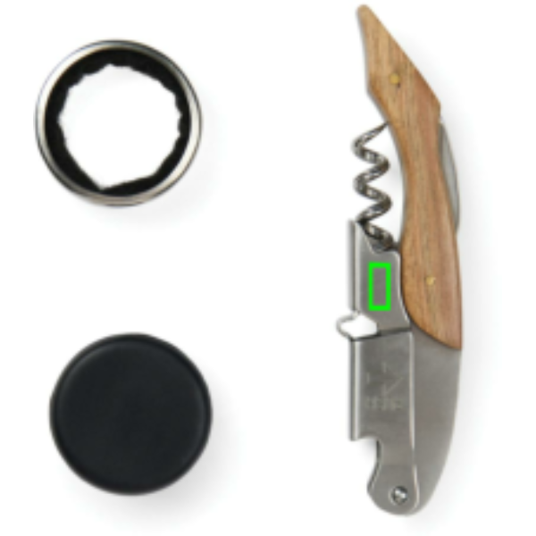 Standskizze: Druckverfahren Lasergravur auf Position „Korkenzieher (max. 6 x 10 mm)“ – Vinga Story of Wine 3-teiliges Weinset mit Lasergravur