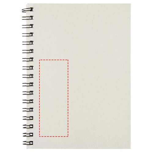 Standskizze: Druckverfahren Prägung auf Position „unten links (max. 30 x 80 mm)“ – Desk-Mate® A6 farbiges Notizbuch mit Spiralbindung