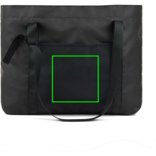 Standskizze: Druckverfahren Digital Transfer auf Position „Artikel Vorderseite (max. 120 x 120 mm)“ – VINGA Livorno Maxi-Tasche aus GRS-recyceltem Polyester, faltbar, bedruckbar