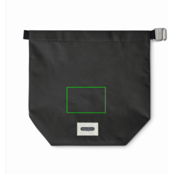 Standskizze: Druckverfahren Siebdruck Transfer auf Position „Artikel Vorderseite unten (max. 120 x 80 mm)“ – Black+Blum isolierte Lunch- und Kühltasche 6,7 L aus recyceltem PET, bedruckbar im Siebdruck-Transfer