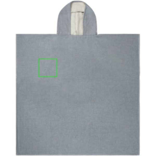 Standskizze: Druckverfahren Siebdruck Transfer auf Position „Brust Vorderseite rechts“ – VINGA Tolo Hamam Frottee Strandponcho gelb, 100 × 95 cm, OEKO-TEX