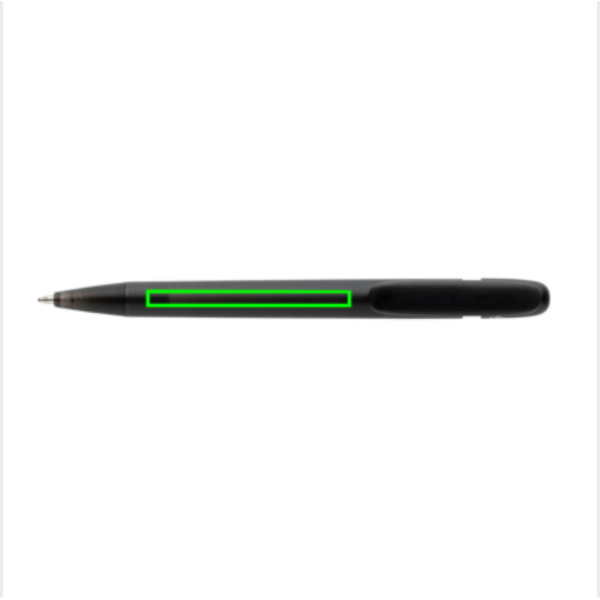 Standskizze: Druckverfahren Tampondruck auf Position „vor dem Clip (max. 55 x 5 mm)“ – Devin Kugelschreiber aus recyceltem ABS (GRS) — bedruckbar