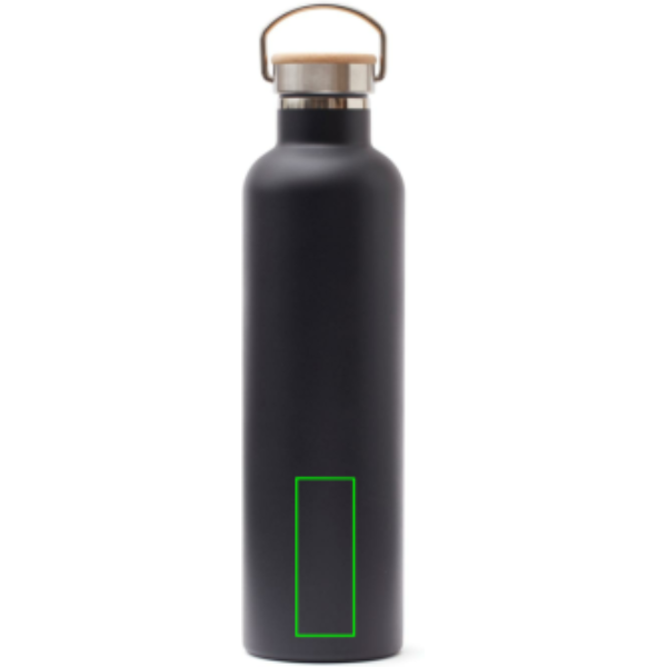 Standskizze: Druckverfahren Tampondruck auf Position „Artikel Rückseite unten“ – VINGA Miles Thermosflasche 1000 ml Edelstahl, vakuumisoliert, schwarz