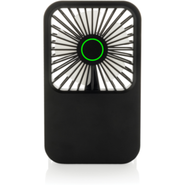 Standskizze: Druckverfahren Tampondruck auf Position „Artikel Vorderseite Mitte (max. 20 x 20 mm)“ – Aervina Tischventilator mit Akku, USB-C, 58% recyceltes ABS, mit Logo bedruckbar (XD Collection)