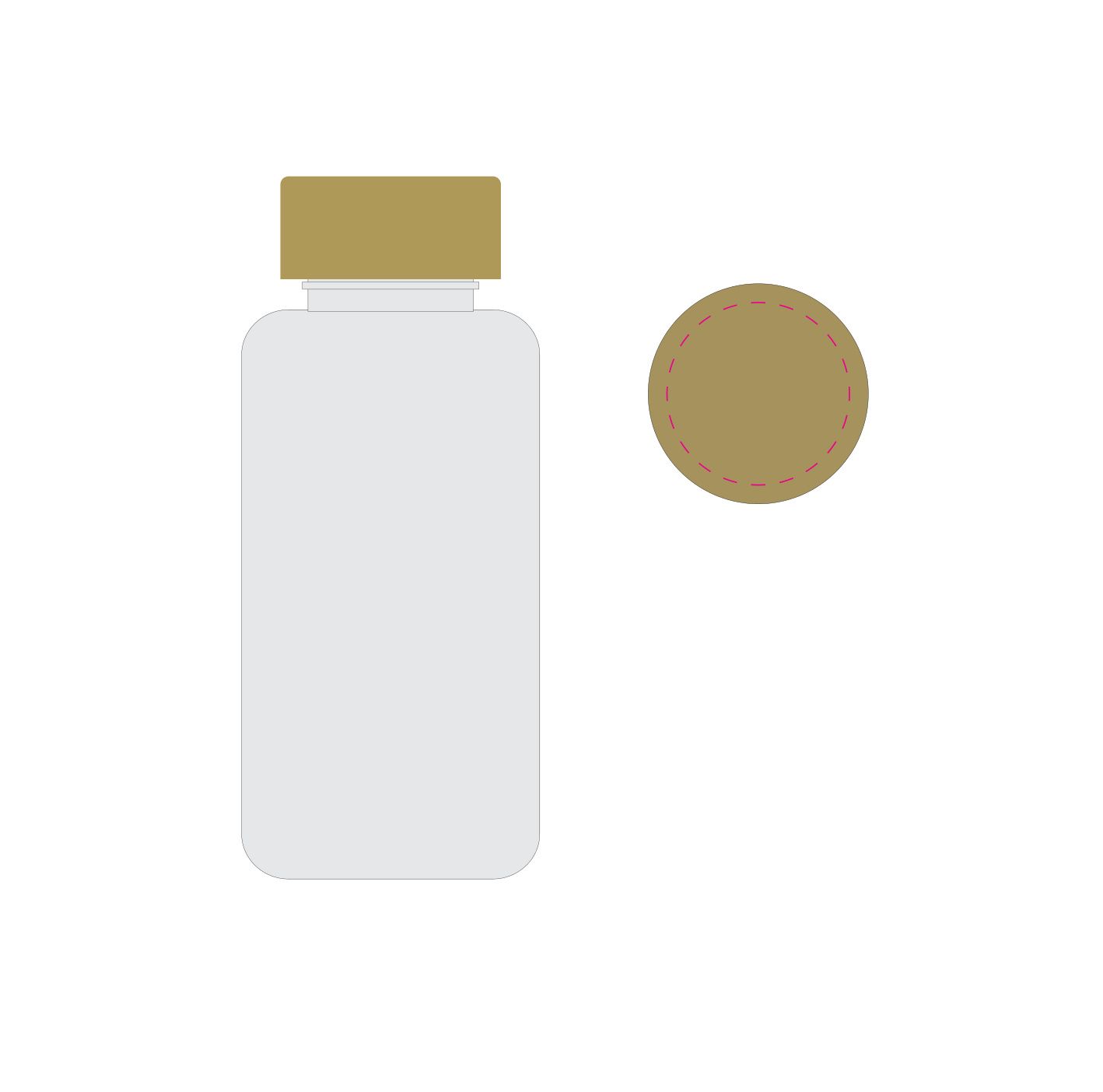 Standskizze: Druckposition „mittig auf Deckel (max. Ø 50 mm)“ – Tritan-Trinkflasche Natural 700 ml – mit Bambusdeckel, auslaufsicher