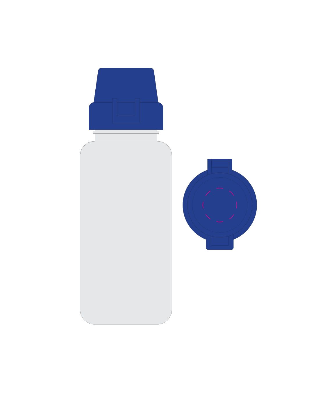Standskizze: Druckposition „auf Deckel (max. Ø 25 mm)“ – Trinkflasche School 400 ml – Tritan mit Silikon-Strap