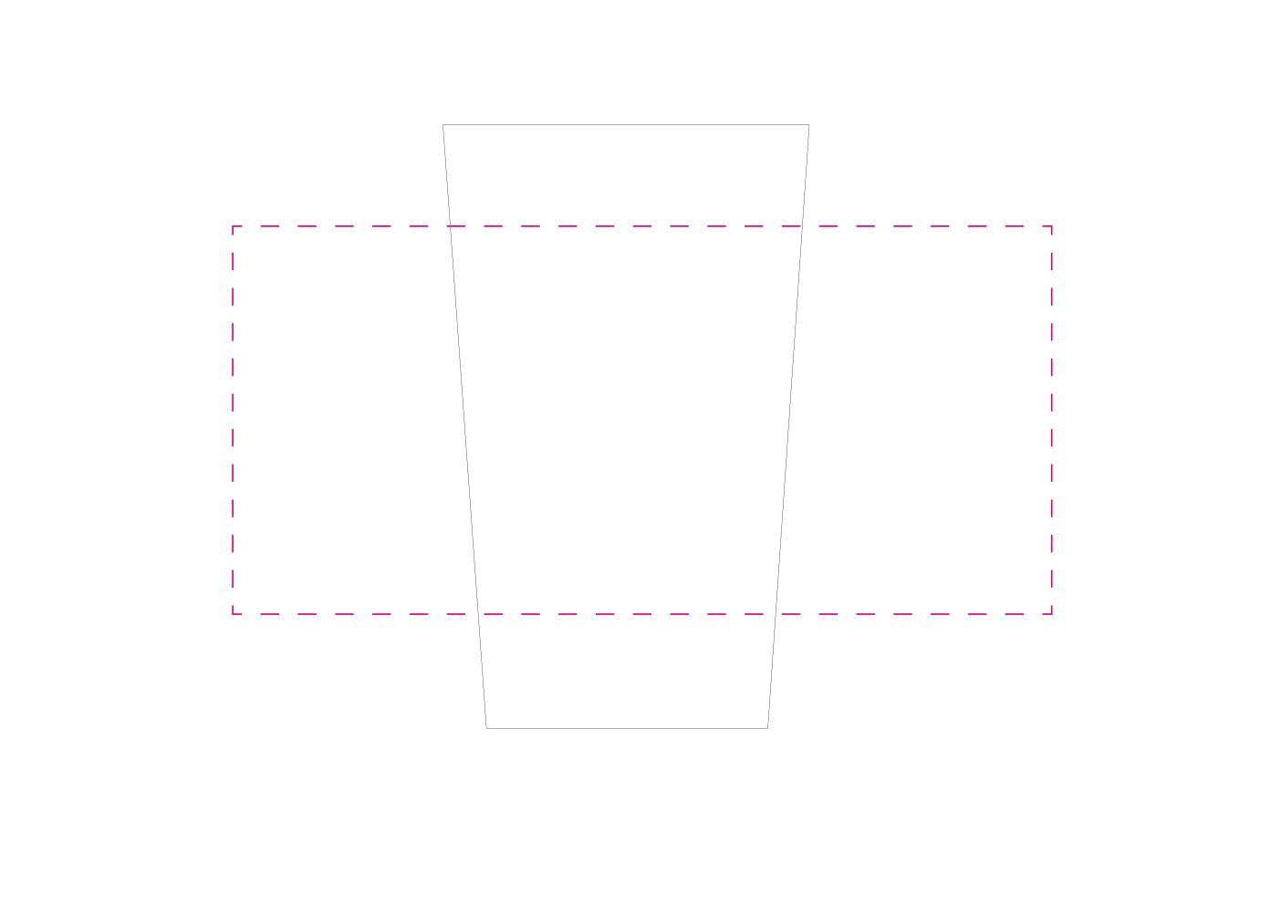 Standskizze: Druckposition „rundum (max. 190×90 mm)“ – Mehrweg-Trinkbecher 0,4 l – transparenter Kunststoffbecher mit Füllmarke