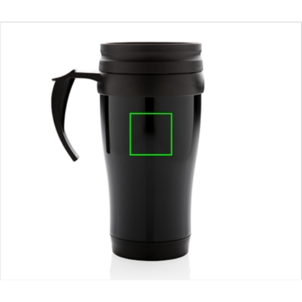 Standskizze: Druckverfahren Tampondruck auf Position „Artikel Rückseite oben“ – XD Collection Edelstahlbecher 350 ml mit Schiebedeckel, schwarz