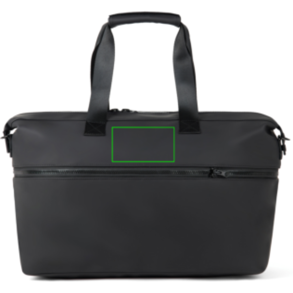 Standskizze: Druckverfahren Siebdruck Transfer auf Position „Artikel Rückseite oben (max. 90 x 50 mm)“ – VINGA Baltimore RCS erweiterbare Wochenendtasche mit Logo bedrucken
