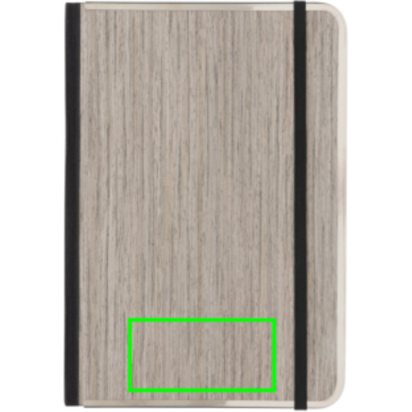 Standskizze: Druckverfahren Tampondruck auf Position „Artikel Vorderseite unten“ – XD Collection Treeline A5 Notizbuch mit Holzeinband – mit Logo bedruckbar