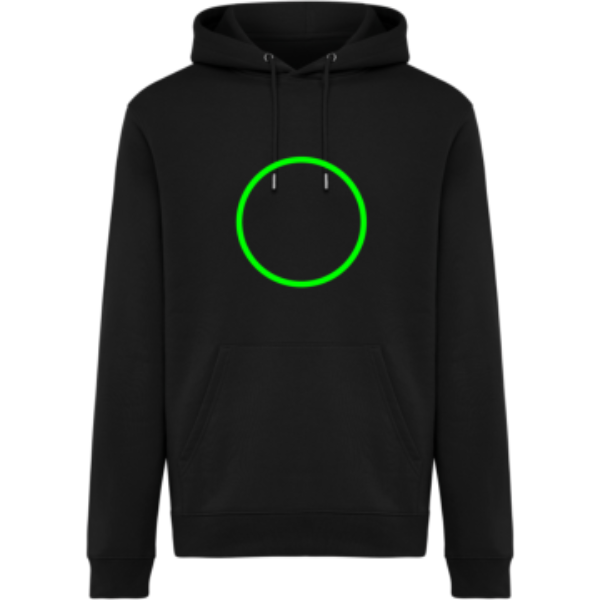 Standskizze: Druckverfahren Bestickung auf Position „Artikel Vorderseite“ – IQONIQ Joshua Hoodie 340 g/m² aus Bio- und recycelter Baumwolle – mit Logo bestickbar und bedruckbar