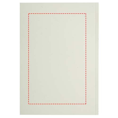 Standskizze: Druckverfahren DTF Transfer auf Position „Rückumschlag (max. 108 x 170 mm)“ – Scribe A5 recyceltes Softcover Notizbuch