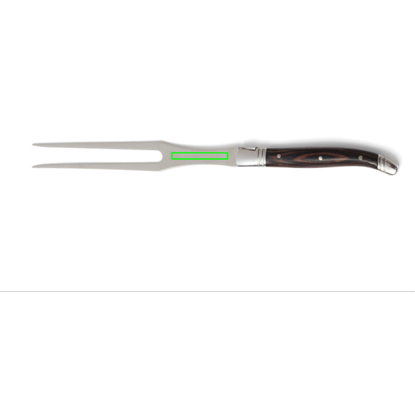 Standskizze: Druckverfahren Lasergravur auf Position „Gabel (max. 45 x 6 mm)“ – VINGA Gigaro Tranchier-Set Edelstahl/Holz, 30,5 cm – mit Lasergravur veredelbar