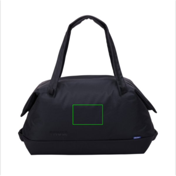 Standskizze: Druckverfahren Siebdruck Transfer auf Position „Artikel Vorderseite (max. 150 x 100 mm)“ – Thule Subterra 2 Duffel 35L Weekender – mit Logo bedruckbar