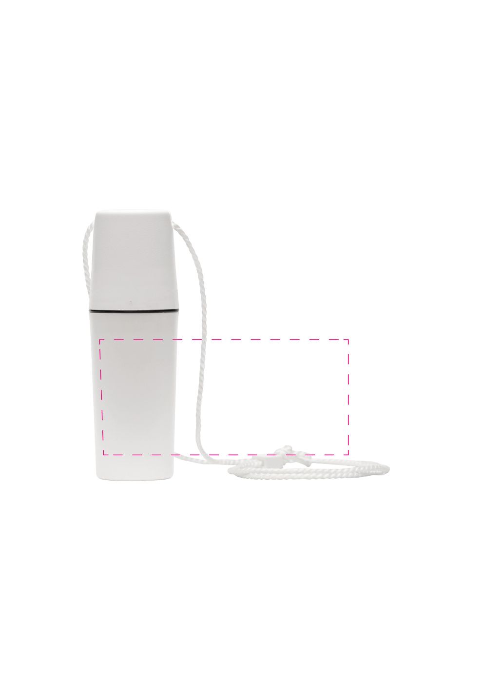 Standskizze: Druckposition „rundum Unterteil (max. 108×50 mm)“ – Aufbewahrungsdose Bade-Box – wasserdicht mit Umhängekordel