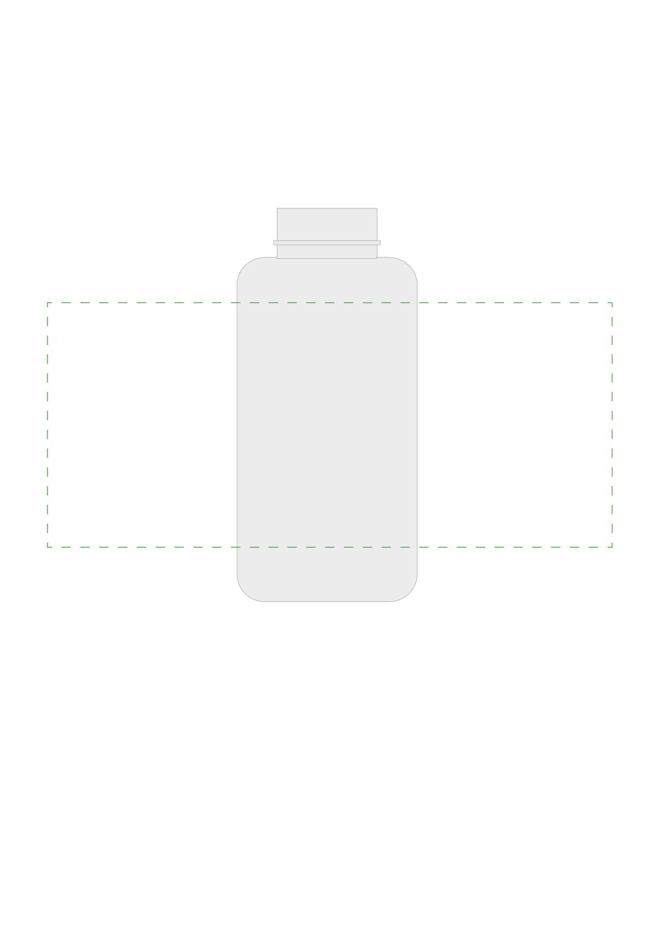 Standskizze: Druckposition „rundum auf transparente Flasche (max. 254×110 mm)“ – Trinkflasche School 700 ml – Tritan mit kindgerechtem Verschluss