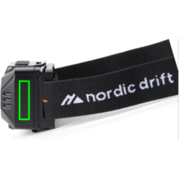 Standskizze: Druckverfahren Tampondruck auf Position „Artikelseite (max. 7 x 25 mm)“ – Nordic Drift Everest Stirnlampe Dual-Power, 1.000 Lumen, mit Logo bedruckbar