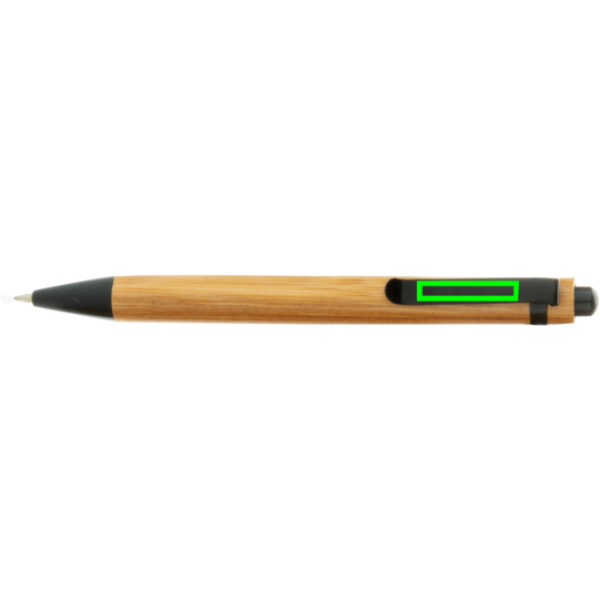 Standskizze: Druckverfahren Tampondruck auf Position „Klammer (max. 4 x 20 mm)“ – A5 Bambus Notizbuch mit Bambusstift, bedruckbar