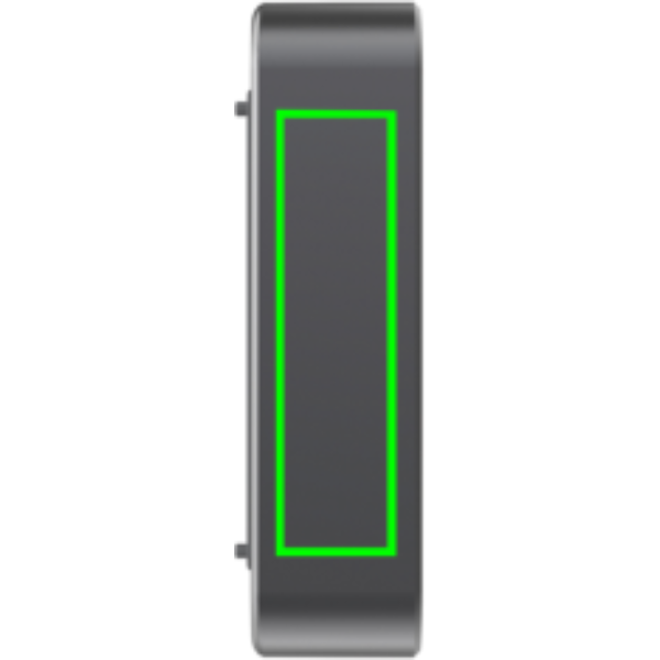 Standskizze: Druckverfahren Lasergravur auf Position „Artikelseite links“ – XD Xclusive Aeris 10-W-Lautsprecher (IPX5) mit herausnehmbarem Akku, mit Logo bedruckbar